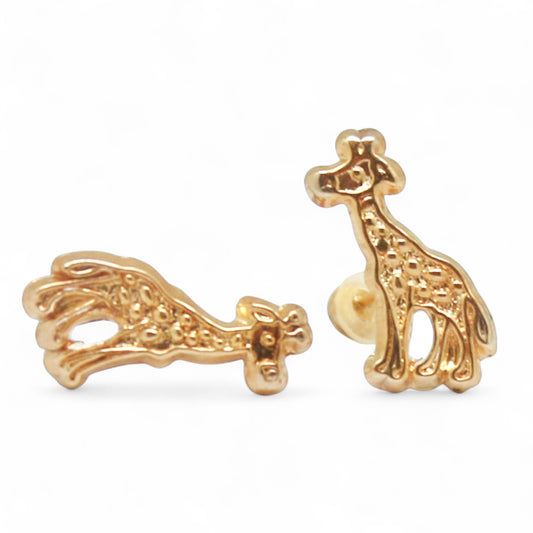 ARETES NIÑAS ORO JIRAFA