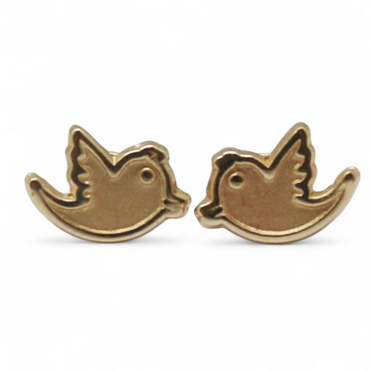 ARETES NIÑAS ORO PAJARO
