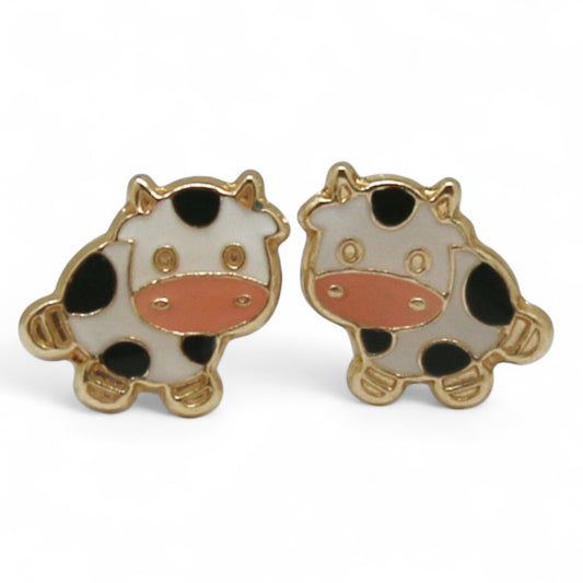 ARETES NIÑAS ESMALTE VACA