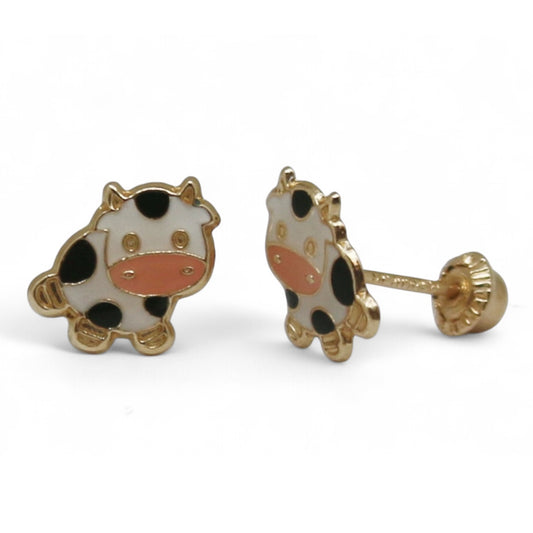 ARETES NIÑAS ESMALTE VACA