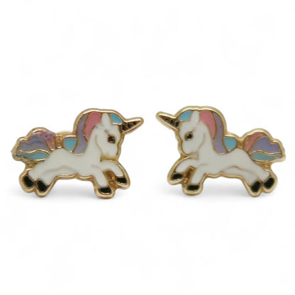 ARETES NIÑAS ESMALTE UNICORNIO