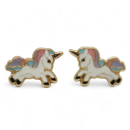 ARETES NIÑAS ESMALTE UNICORNIO