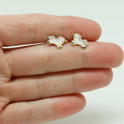 ARETES NIÑAS ESMALTE UNICORNIO