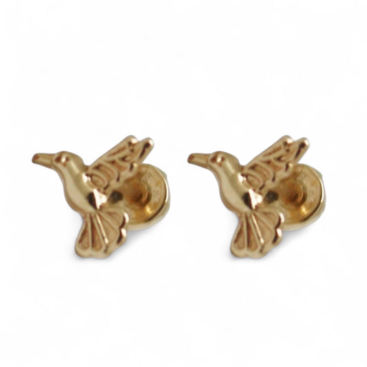 ARETES NIÑAS COLIBRÍ ORO