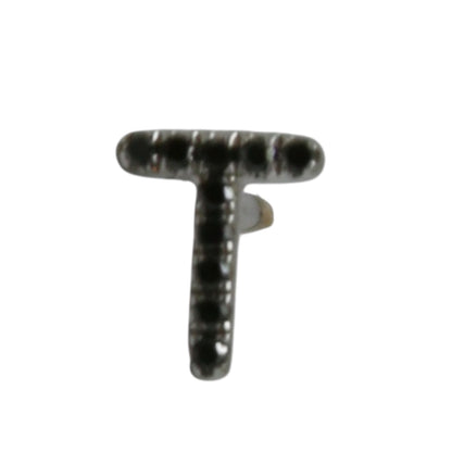 PIERCING INICAL "T"  DIAMANTES NEGROS