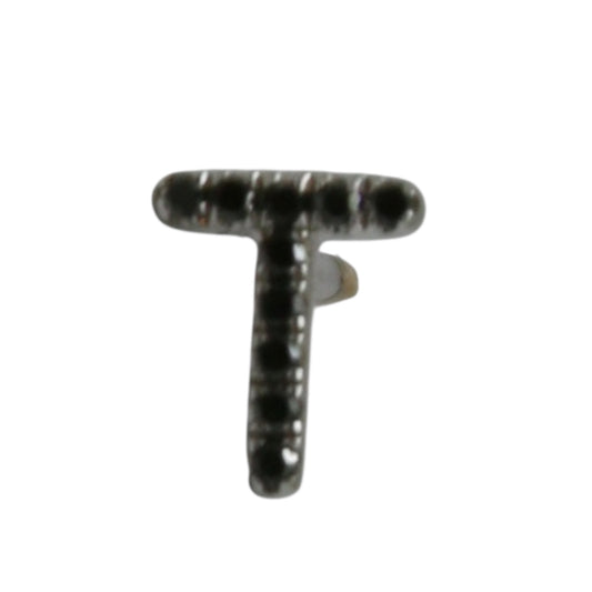 PIERCING INICAL "T"  DIAMANTES NEGROS