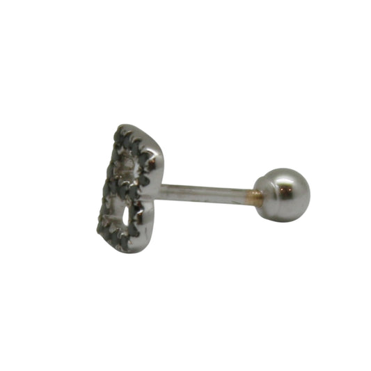 PIERCING INICAL "B"  DIAMANTES NEGROS
