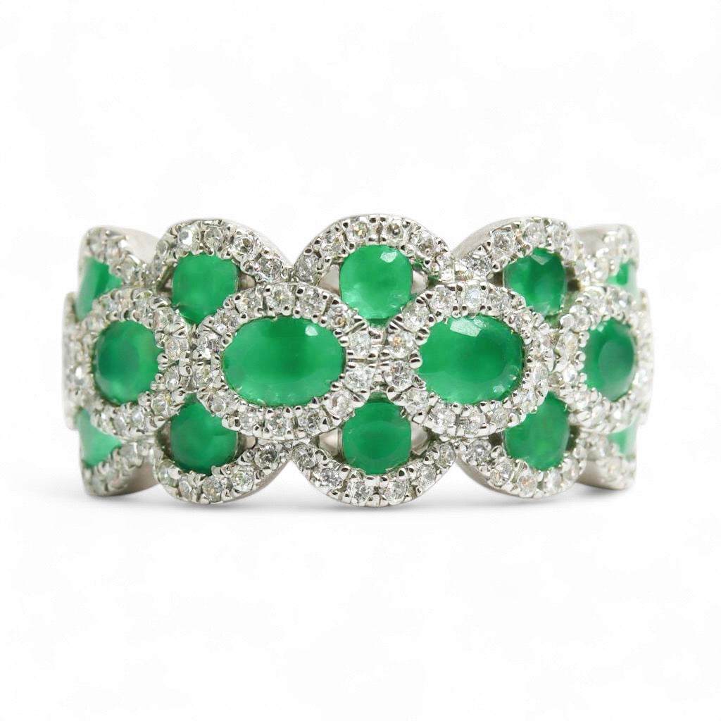 ANILLO ESMERALDAS Y DIAMANTES