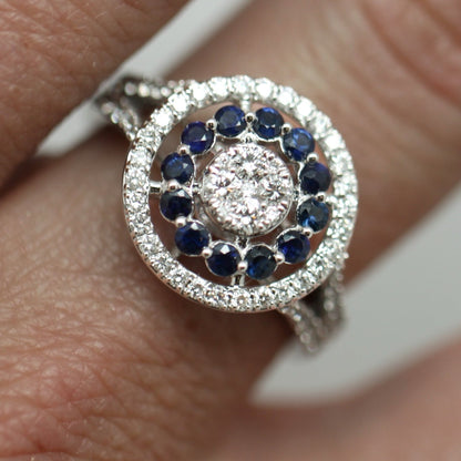 ANILLO REDONDO ZAFIRO Y DIAMANTES