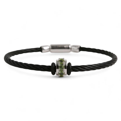 PULSERA ACERO REDONDEL PERIDOTO