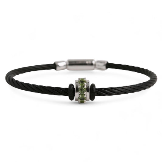 PULSERA ACERO REDONDEL PERIDOTO