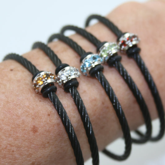 PULSERA ACERO REDONDEL CITRINO