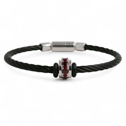 PULSERA ACERO REDONDEL GRANATE