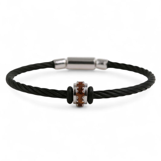 PULSERA ACERO REDONDEL CITRINO