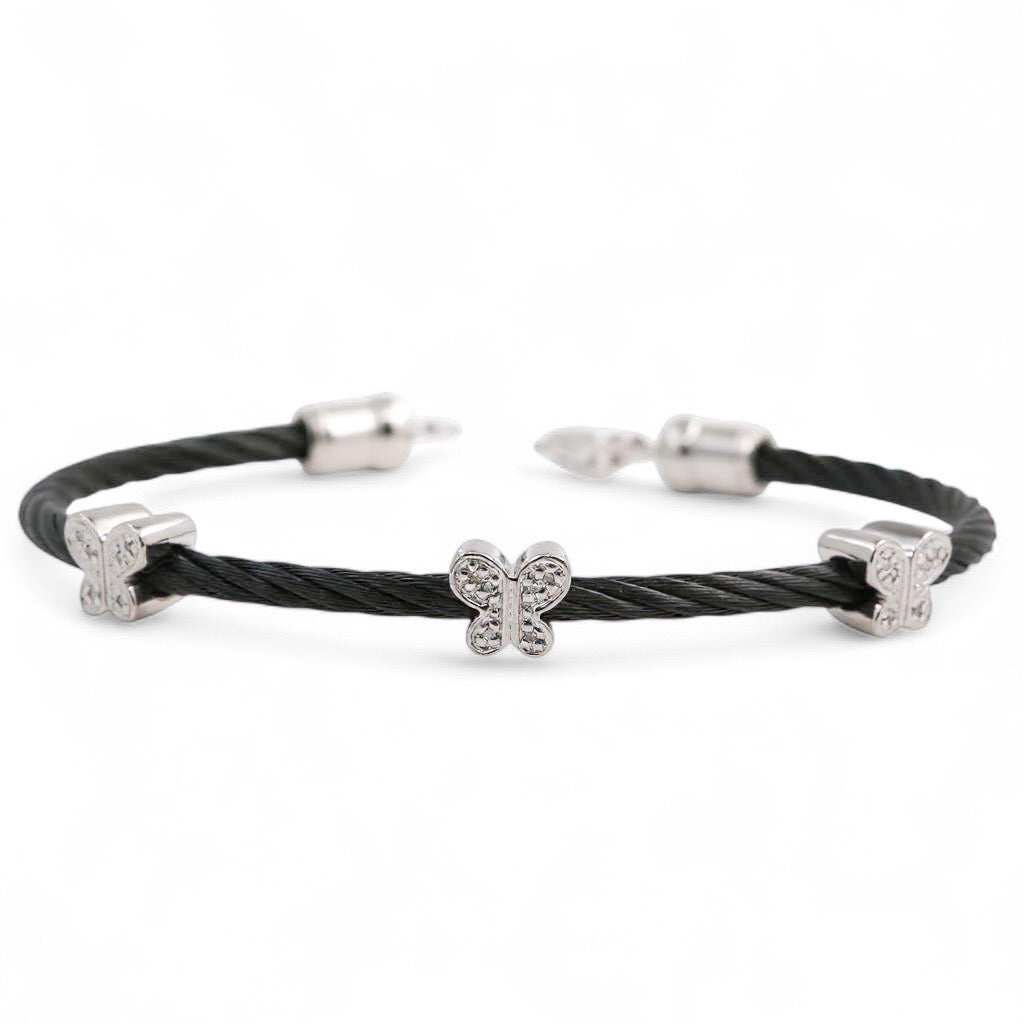 PULSERA ACERO PLATA MARIPOSAS