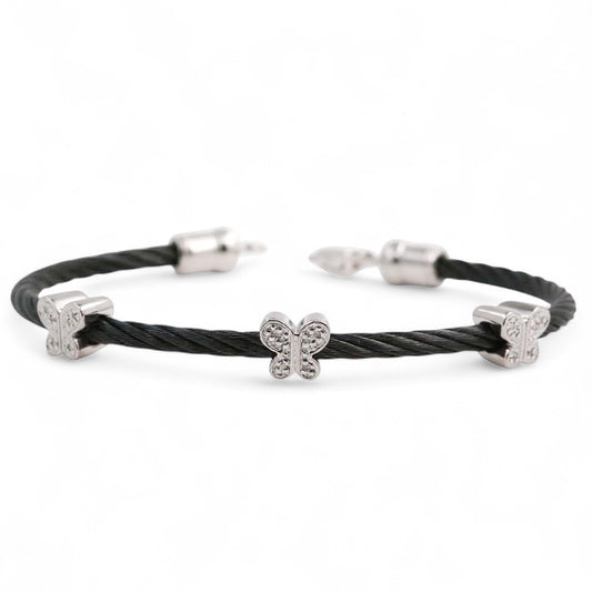 PULSERA ACERO PLATA MARIPOSAS