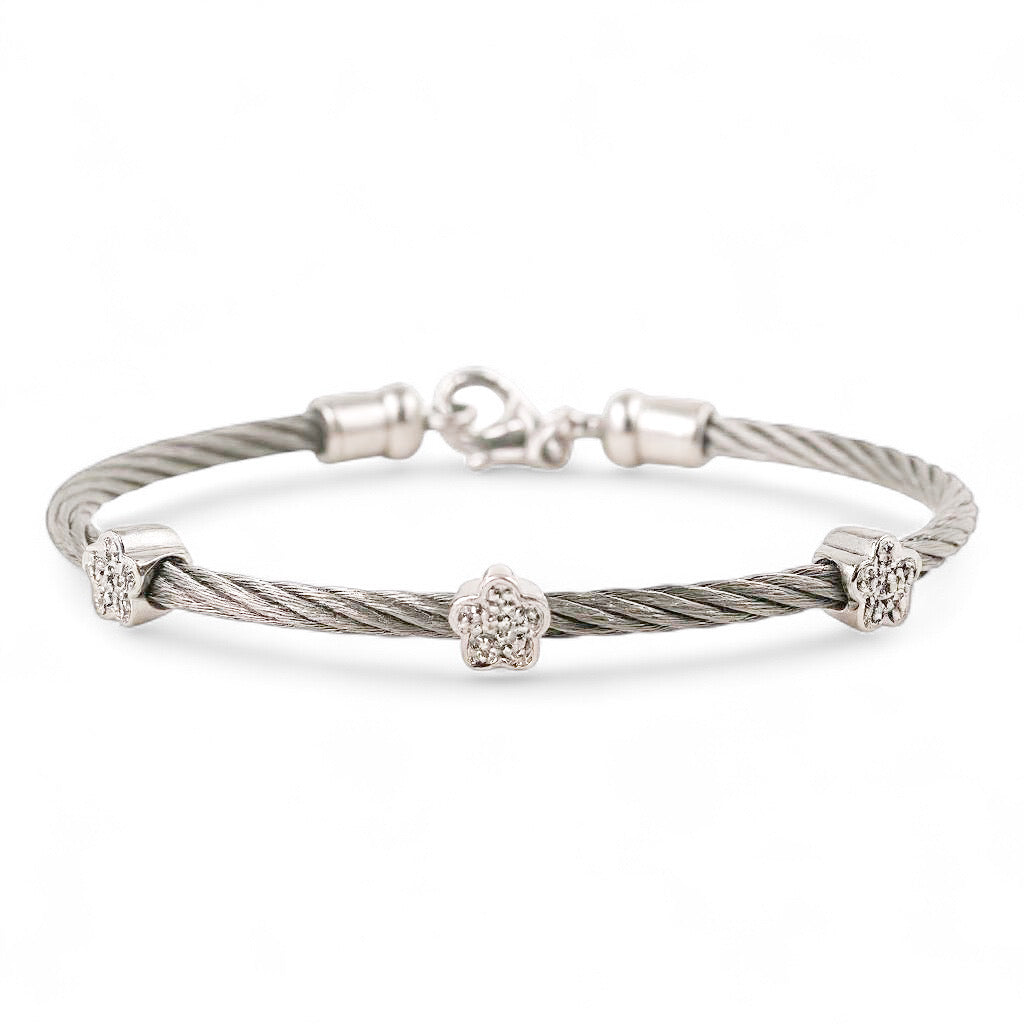 PULSERA ACERO PLATA FLOR