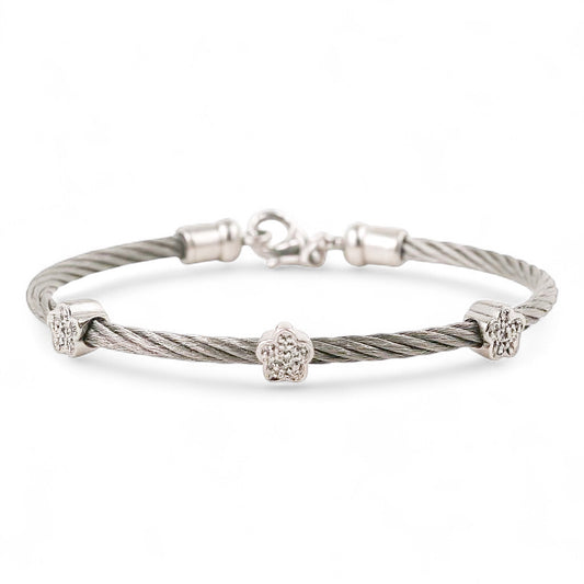 PULSERA ACERO PLATA FLOR