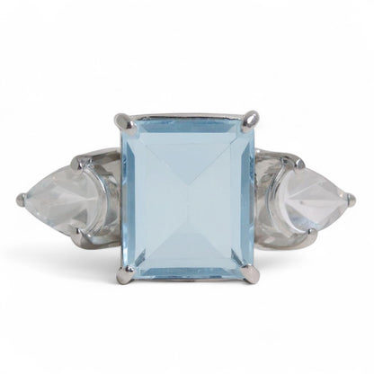 ANILLO TOPACIO AZUL Y BLANCO