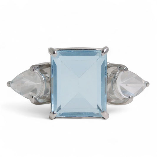 ANILLO TOPACIO AZUL Y BLANCO