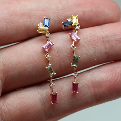 ARETES LARGOS BAGUETTES RAINBOW