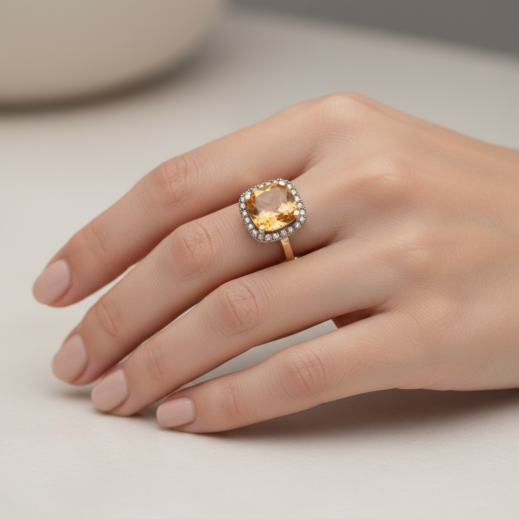 ANILLO CUADRADO CITRINO