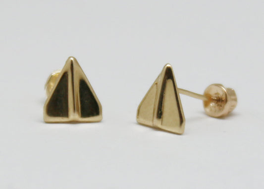 ARETES NIÑAS AVION PAPEL ORO