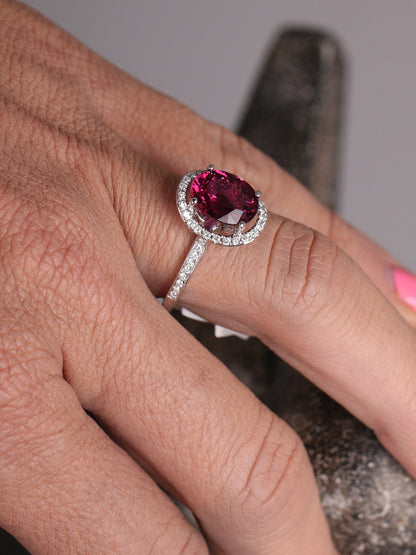 ANILLO OVAL RUBILITA Y DIAMANTES