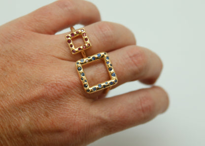ANILLO MODERNO RUBI CUADRADO