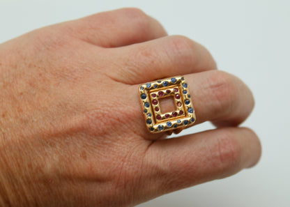 ANILLO MODERNO RUBI CUADRADO