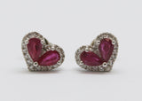 ARETES CORAZON RUBI