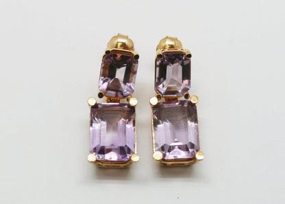 ARETES RECTANGULARES AMATISTA O PIEDRA A ELEGIR