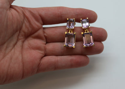 ARETES RECTANGULARES AMATISTA O PIEDRA A ELEGIR