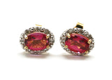 ARETES OVAL TURMALINA ROSA