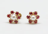 ARETES NIÑAS FLOR PERLA