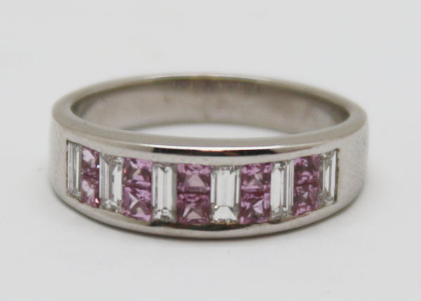 ANILLO ZAFIRO ROSA BAGUETTES