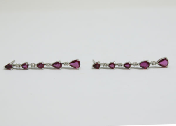 ARETES GOTAS RUBIES Y DIAMANTES