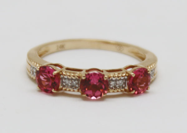 ANILLO TURMALINA ROSA Y DIAMANTES