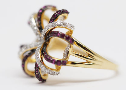 ANILLO FLOR RUBIES
