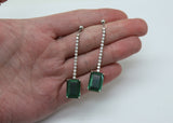 ARETES LARGOS CUARZO VERDE DIAMANTES