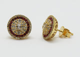 ARETES CIRCULO  RUBIES Y DIAMANTES