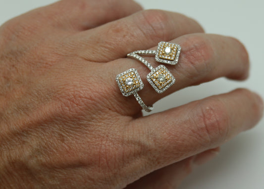 ANILLO TRIPLE DIAMANTES AMARILLOS