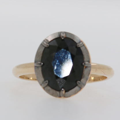 ANILLO ZAFIRO OVAL NEGRO