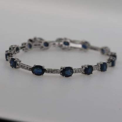 PULSERA ZAFIRO OVAL DIAMANTES