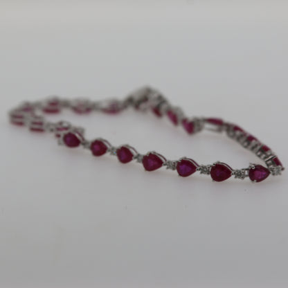 PULSERA RUBI GOTA OVAL DIAMANTES