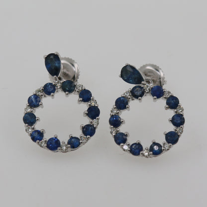 ARETES CIRCULO DOBLE ZAFIRO