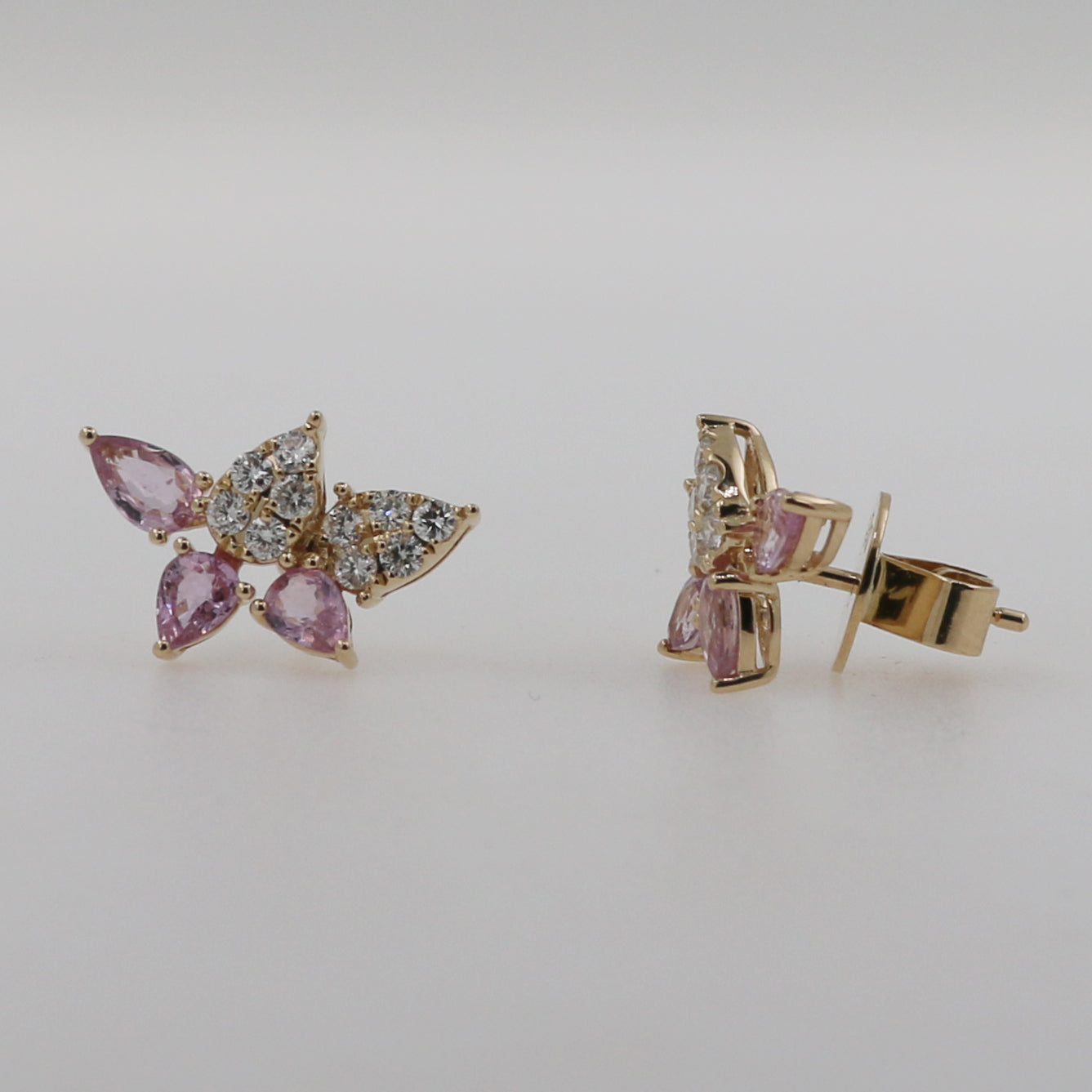 ARETES HOJAS ZAFIRO ROSA