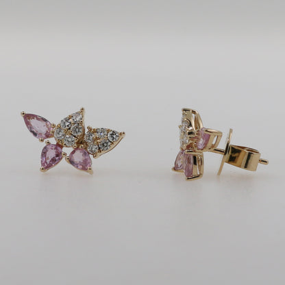 ARETES HOJAS ZAFIRO ROSA