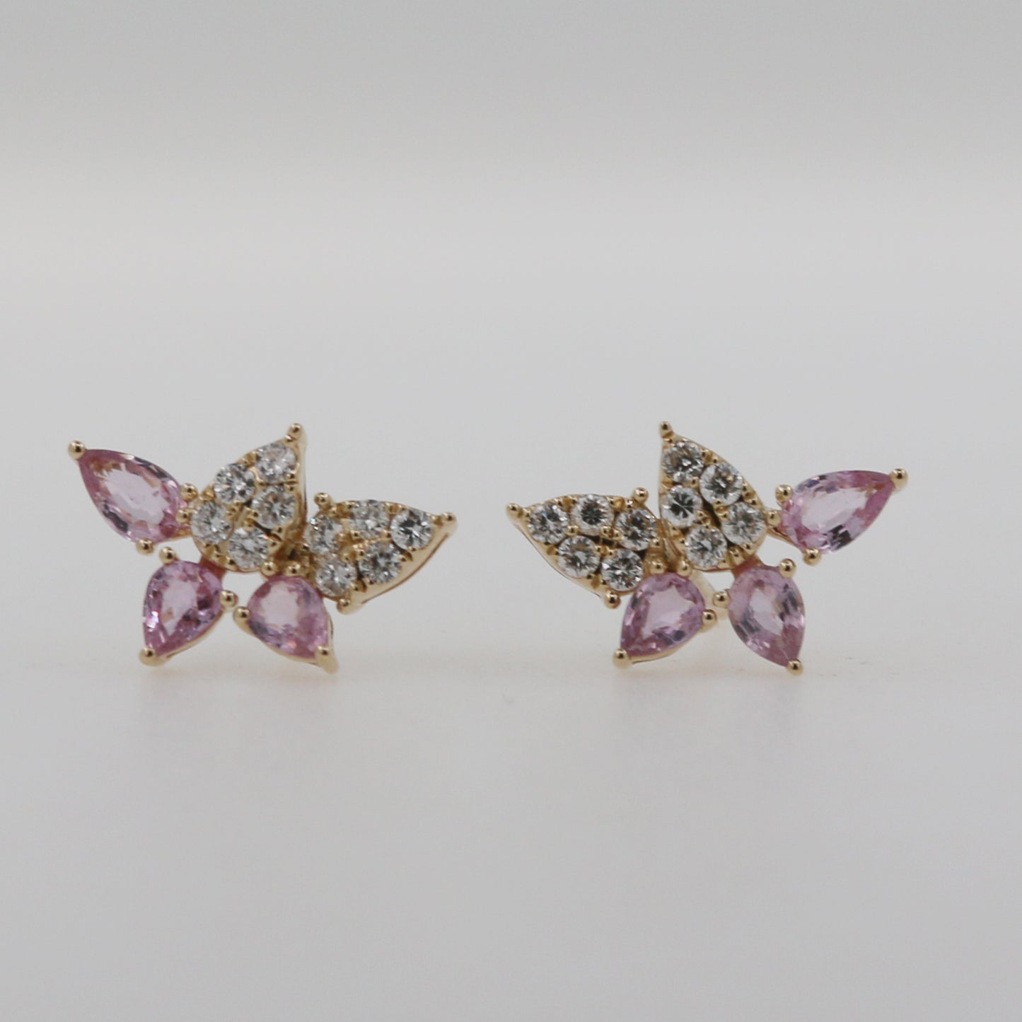 ARETES HOJAS ZAFIRO ROSA