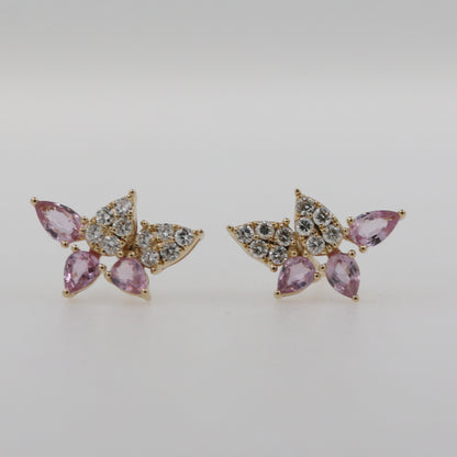 ARETES HOJAS ZAFIRO ROSA
